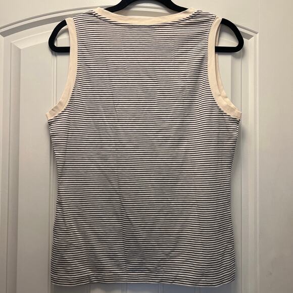 Banana Republic Women’s Sleeveless Ribbed‎ Striped Tank Top Size S Black Beige - Picture 3 of 3